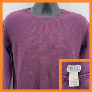 Duluth Trading Co Mens L Purple Textured Long Sleeve‎ Pullover Crew Neck Top